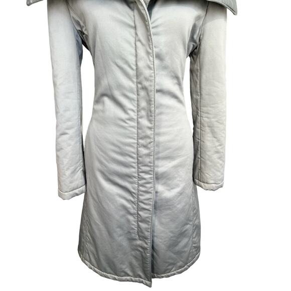 Vintage Searle silver gray trench coat wide collar winter belted parka puffer - Picture 4 of 13